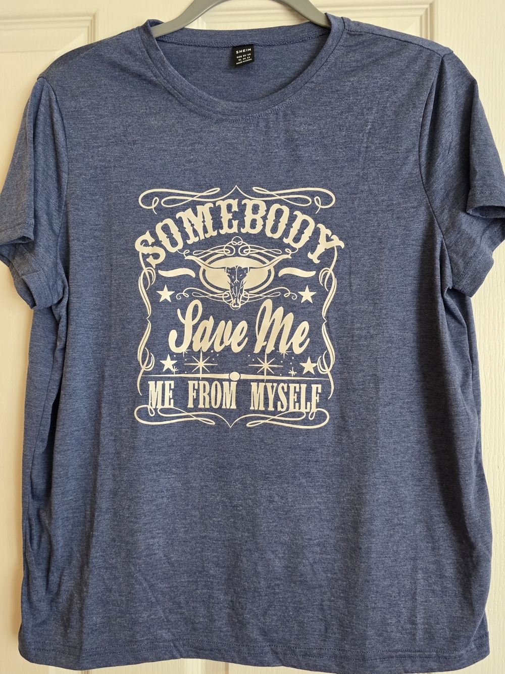 Somebody Save Me Graphic Tee - Blue - Unbranded